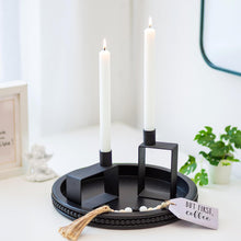 Kerzenständer Schwarz 2er Set Geometrische Kerzenhalter Metall