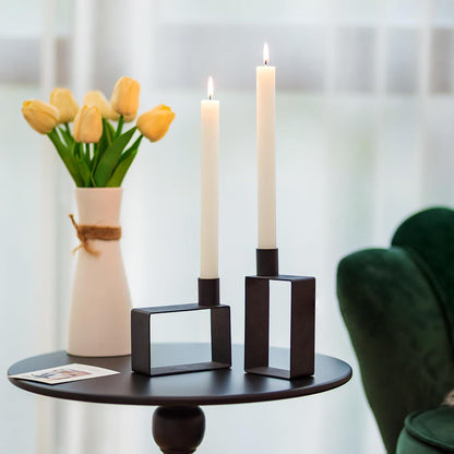 Romadedi Kerzenständer Schwarz Metall 2er Set Minimalistisch Modern