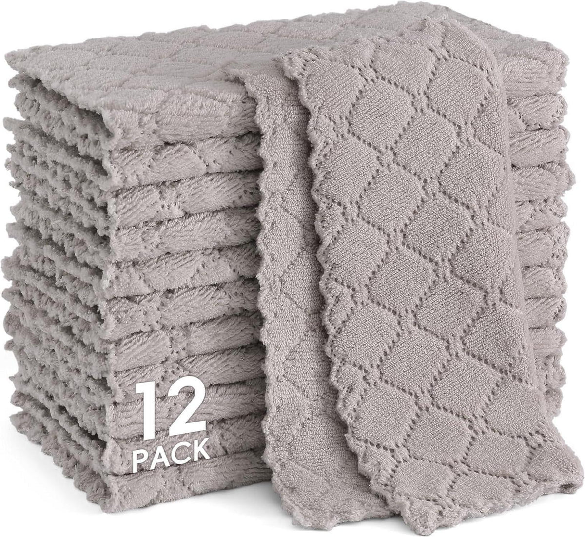 Mikrofasertücher Set 12 Stück 25x25cm Grau Fusselfrei & Saugstark