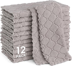 Mikrofasertücher Set 12 Stück 25x25cm Grau Fusselfrei & Saugstark