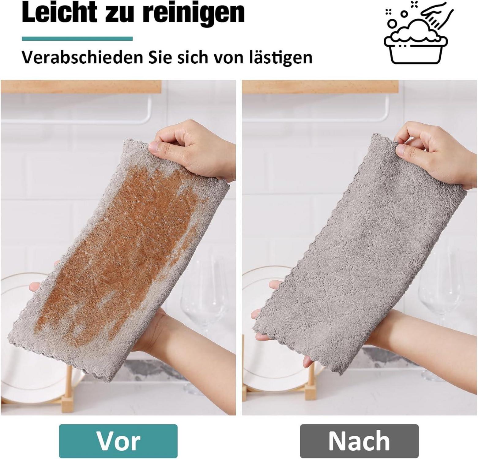 Mikrofasertücher Set 12 Stück 25x25cm Grau Fusselfrei & Saugstark