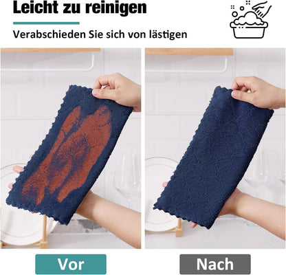 12er Set Mikrofasertücher 25x25 cm Marine Blau wiederverwendbar