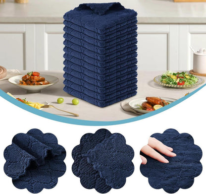 Mikrofasertücher 12er Set Waschbar 25x25 cm Marine Blau