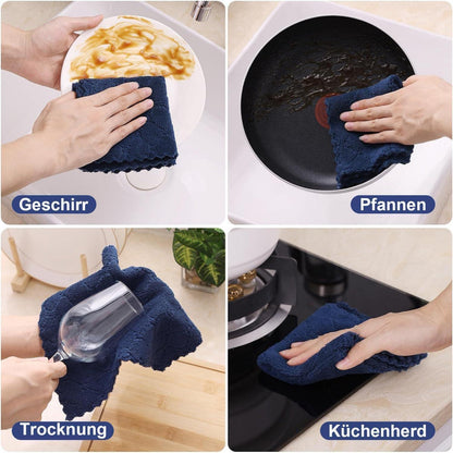 12er Set Mikrofaser Reinigungstücher 25x25 cm Fusselfrei Marine Blau