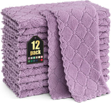 12er Pack Mikrofasertücher 25x25cm für Haushalt & Küche, Lila