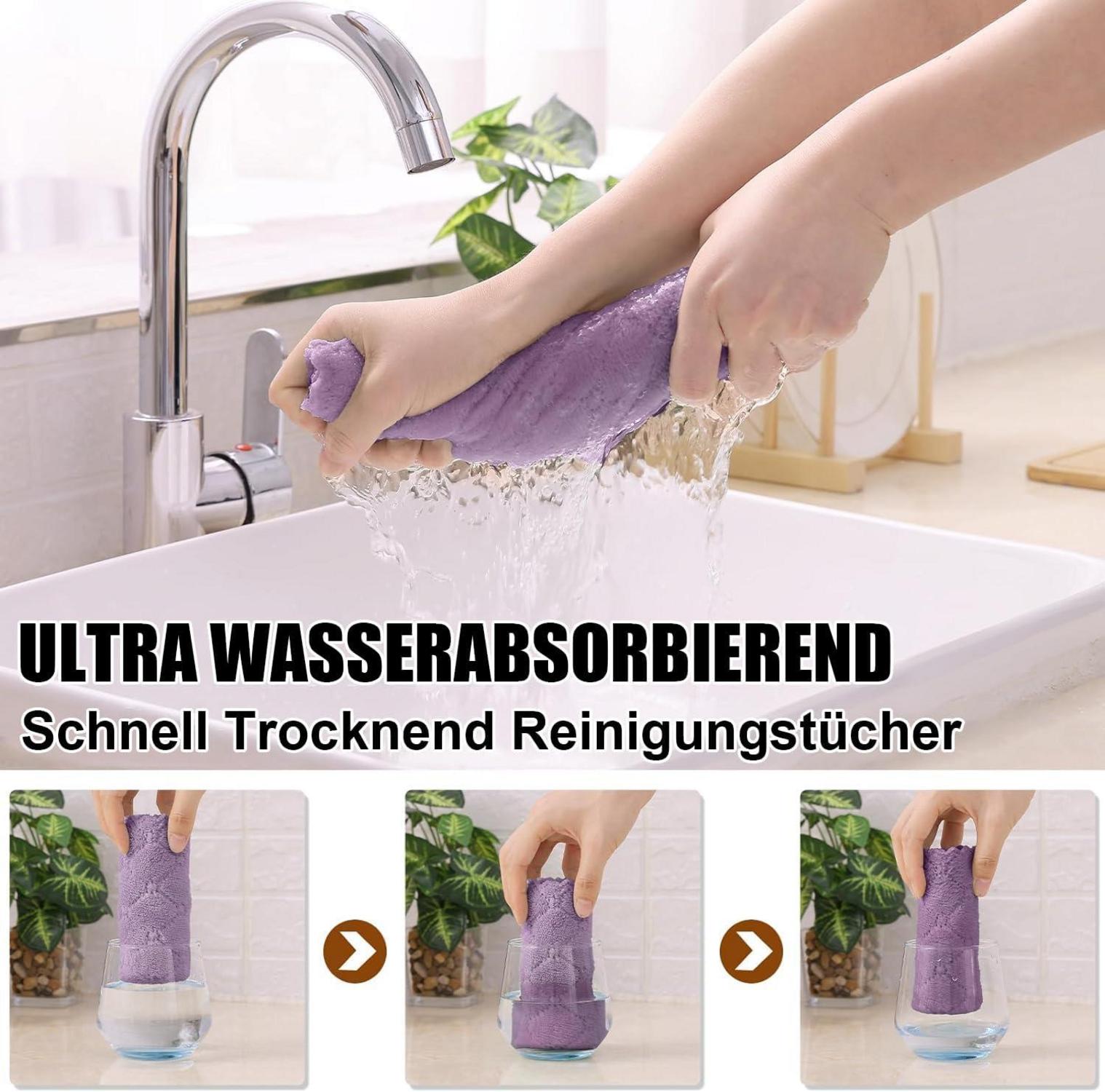 12er Pack Mikrofasertücher Waschbar Lila 25x25cm Fusselfrei