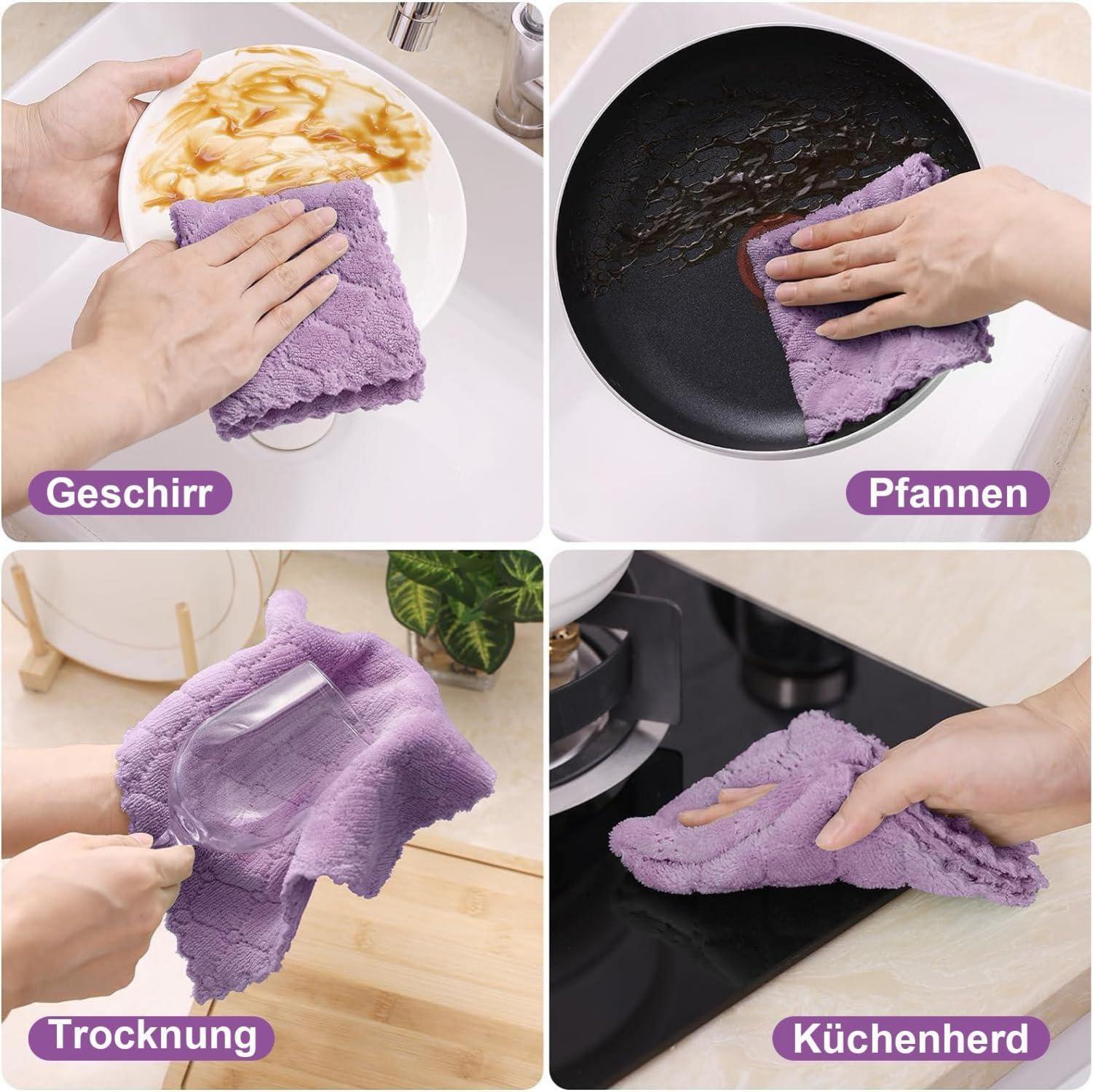 12er Pack Mikrofasertücher 25x25 cm waschbar fusselfrei lila