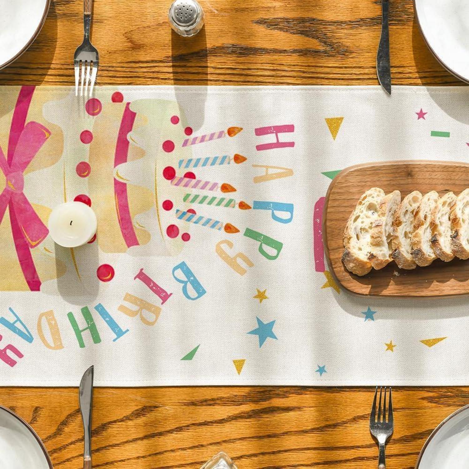 Artoid Mode Happy Birthday Kuchen Tischläufer 40x140 cm Beige