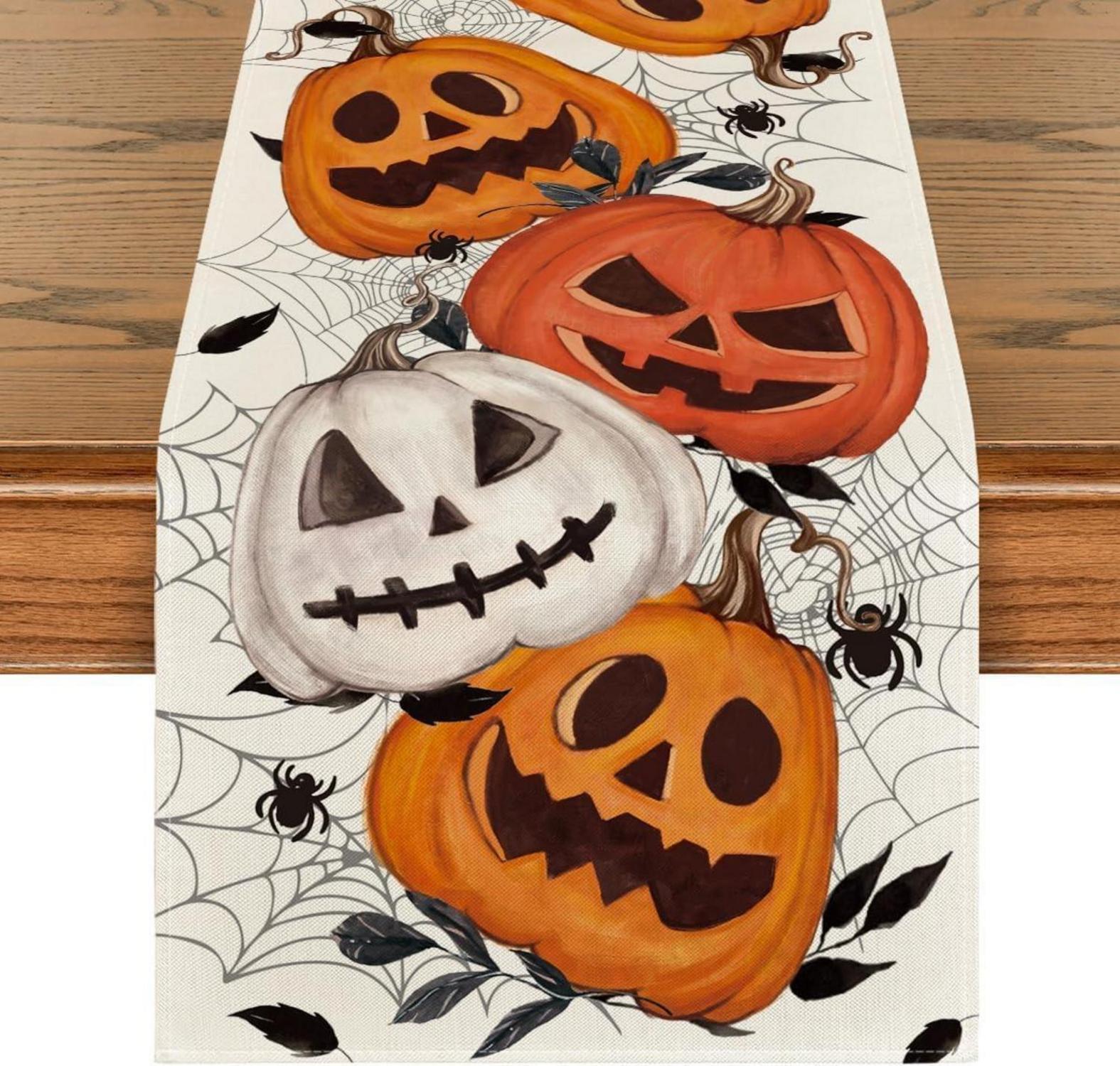 Halloween Tischläufer Kürbisse Spinnennetz Jack-o-Laterne 40x140cm