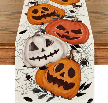 Halloween Tischläufer Kürbisse Spinnennetz Jack-o-Laterne 40x140cm