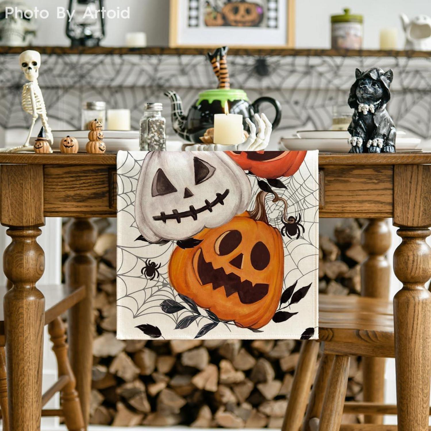 Halloween Tischläufer Spinnennetz Jack-o-Laterne 40x140 cm
