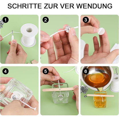 6100cm Kerzendocht 100 Stück Dochthalter für DIY Kerzen