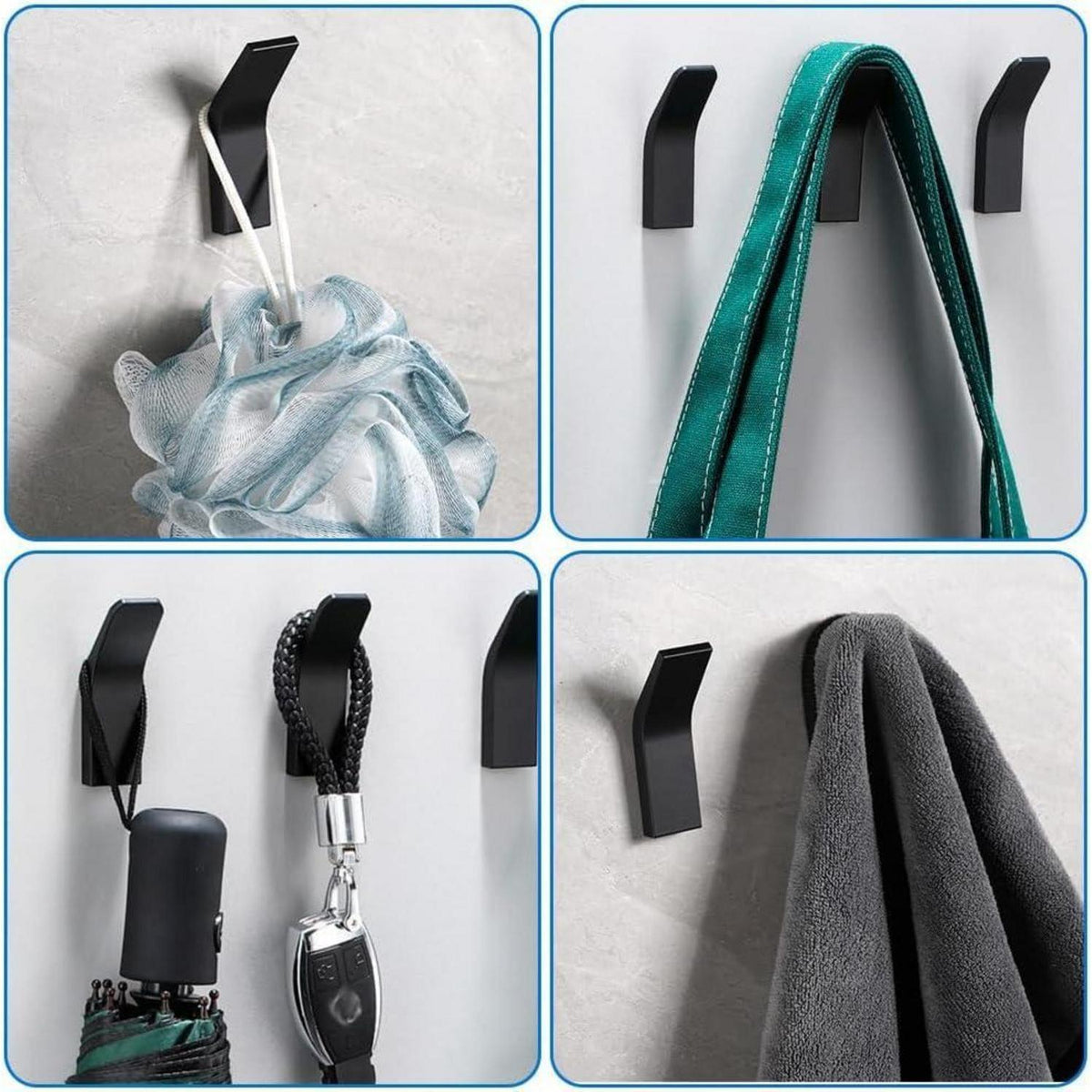 Kleiderhaken Schwarz Matt 6er Set Ohne Bohren Space Aluminium