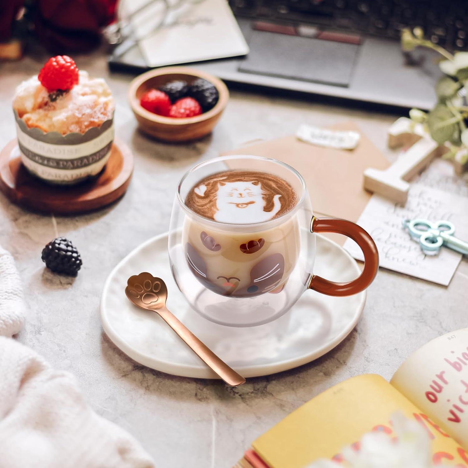 Katzen Tasse Doppelwandige Gläser 280ml Kaffeetasse Geschenk