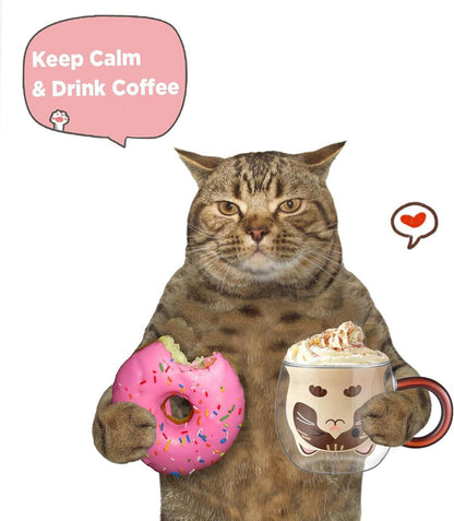 Süße Doppelwandige Katzen Tasse 280ml Latte Macchiato Cappuccino