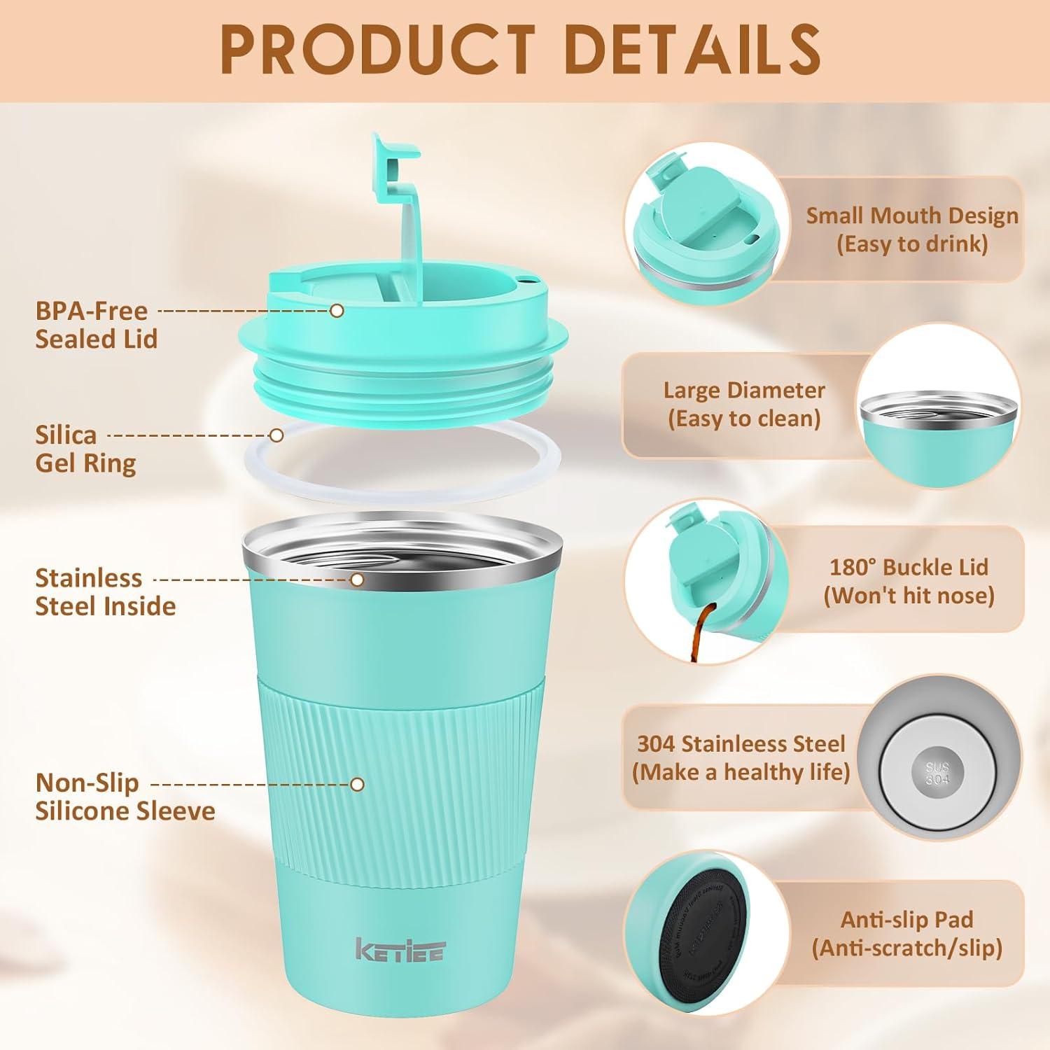 Kaffeebecher to go Thermobecher doppelwandig 380ml T-Blau
