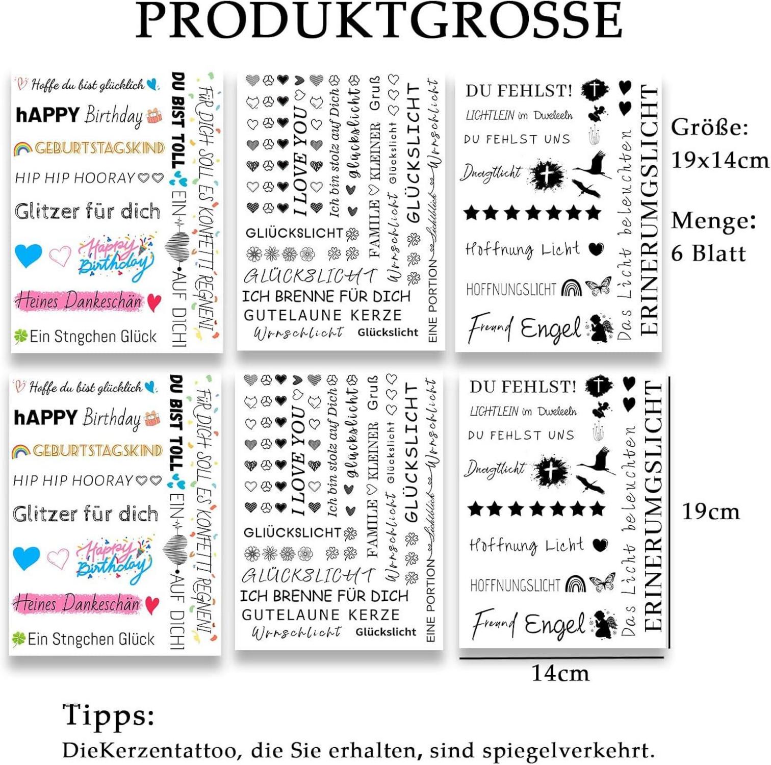 Kerzentattoos Wasserschiebefolie für DIY Geschenke