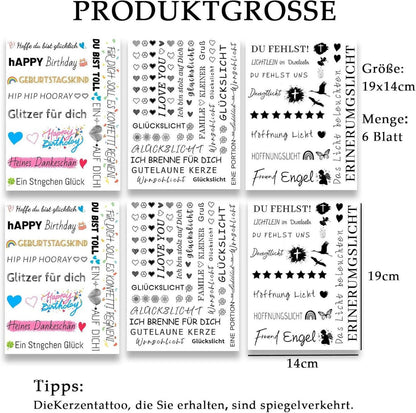 Kerzentattoos Wasserschiebefolie für DIY Geschenke