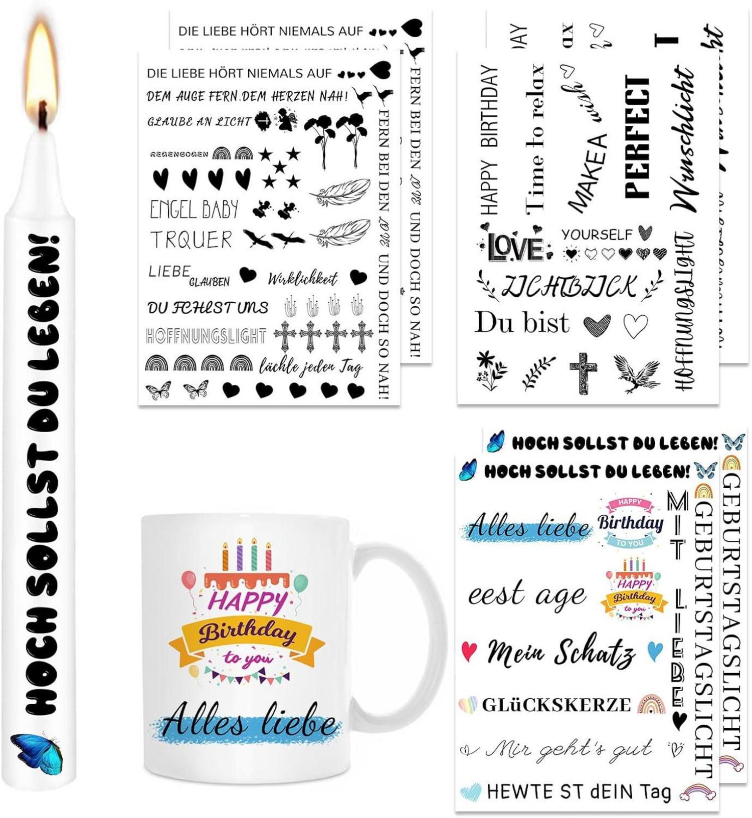 Kerzentattoos Wasserschiebefolie DIY Kerzen Geschenk Muster Sprüche