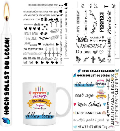 Kerzentattoos Wasserschiebefolie DIY Kerzen Geschenk Muster Sprüche