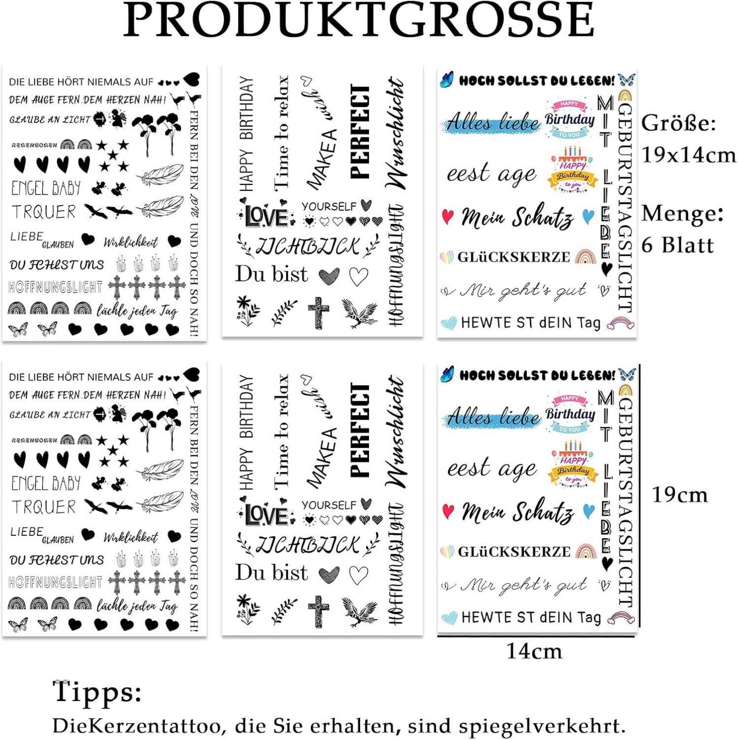 Kerzentattoos Wasserschiebefolie 6 Stück DIY Geschenk Kerzen