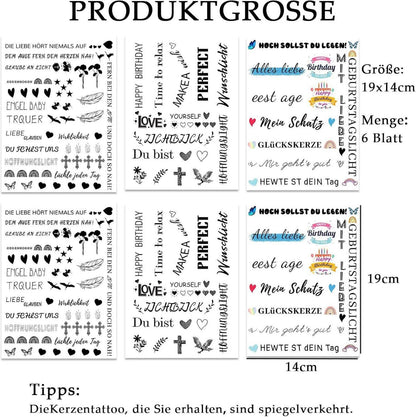 Kerzentattoos Wasserschiebefolie 6 Stück DIY Geschenk Kerzen