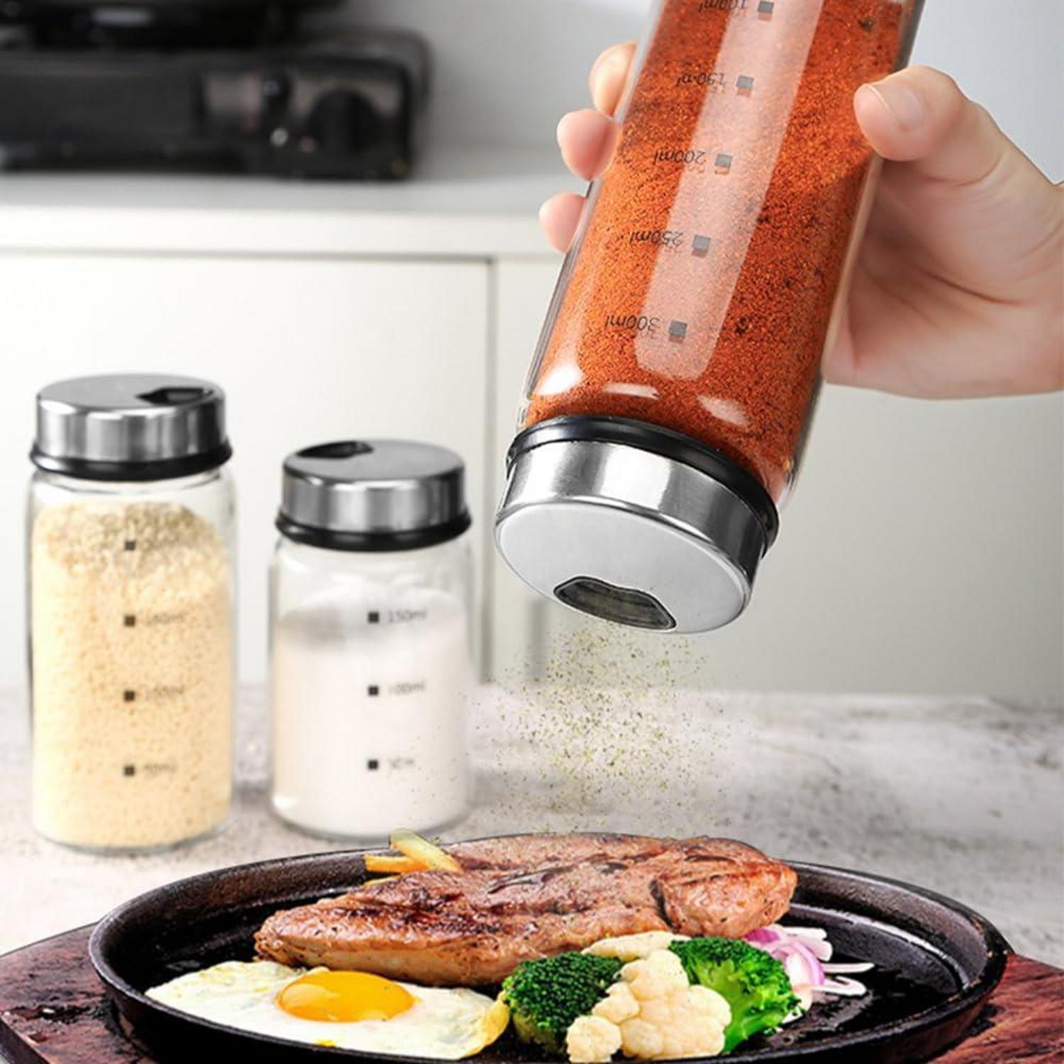 Gewürzgläser Borosilikatglas Drehdeckel 2er Set 300ml für Küche