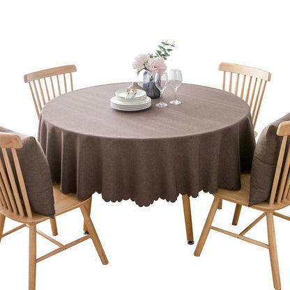 Runde Baumwoll-Leinen Tischdecke schmutzabweisend 280cm Dunkelbraun