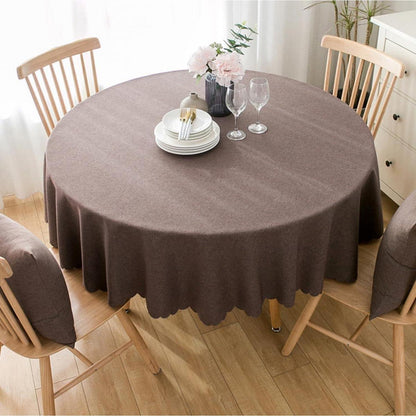Runde Baumwoll-Leinen Tischdecke schmutzabweisend 280cm Dunkelbraun