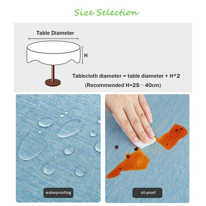 Runde Baumwoll-Leinen Tischdecke pfauenblau, 260 cm – Schmutzabweisend