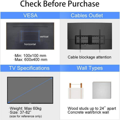 Neigbare TV Wandhalterung 37-82 Zoll VESA 600x400