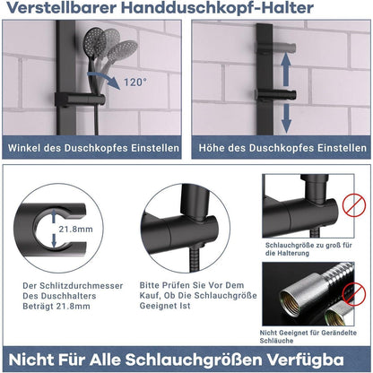 Verstellbare Duschstange ohne Bohren, Schwarz, 43cm