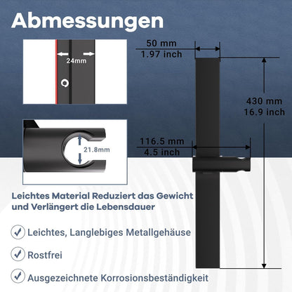 Verstellbare Duschstange ohne Bohren, Schwarz, 43cm
