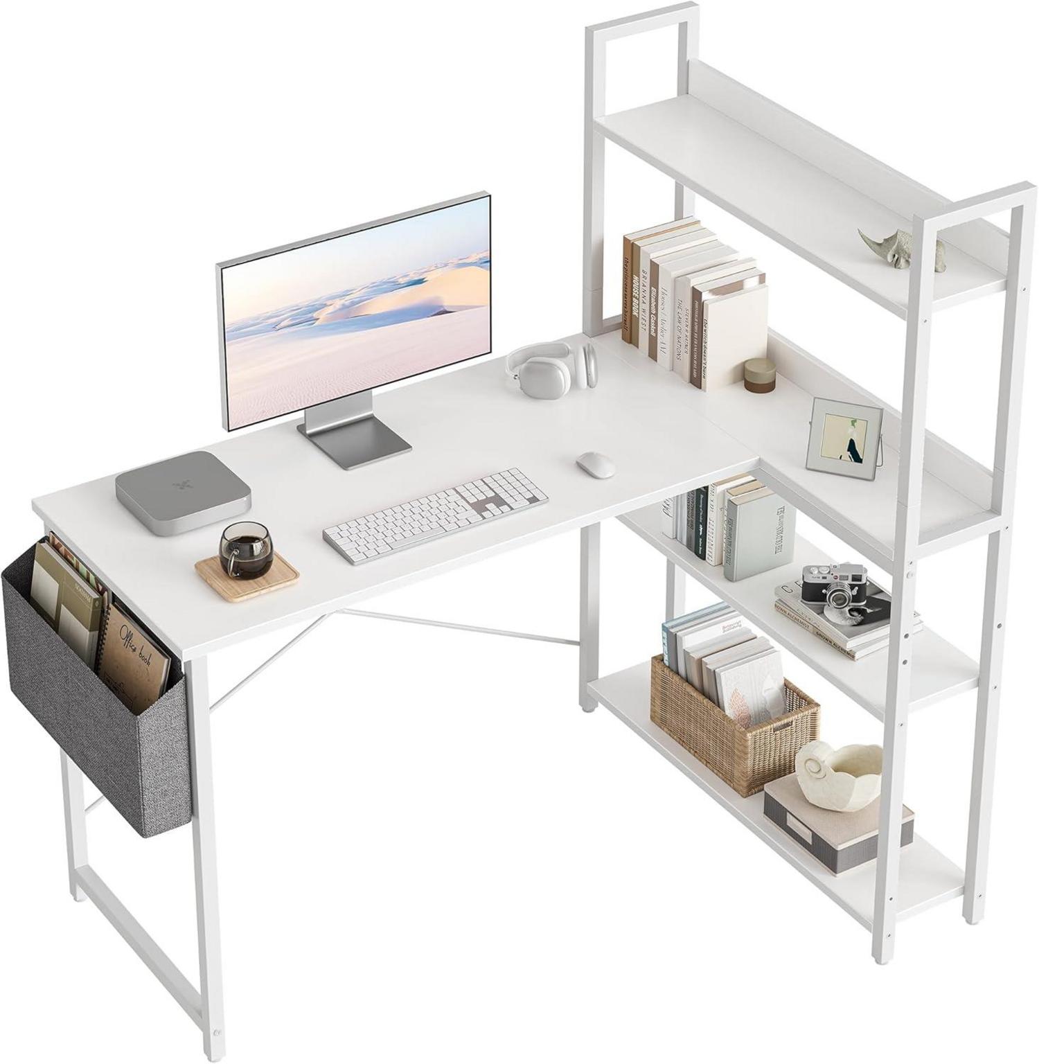 L-förmiger Schreibtisch mit Regal und Ablagefächern 120cm