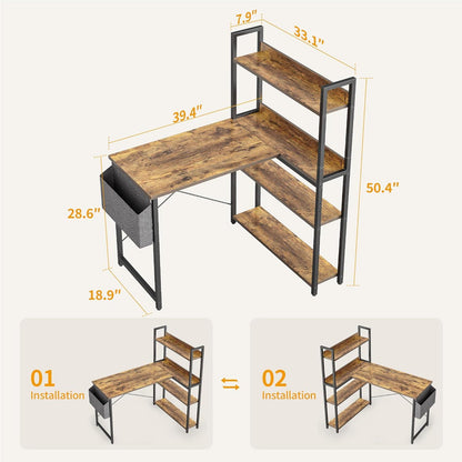 Schreibtisch mit Regal Eckschreibtisch Ablagefächern