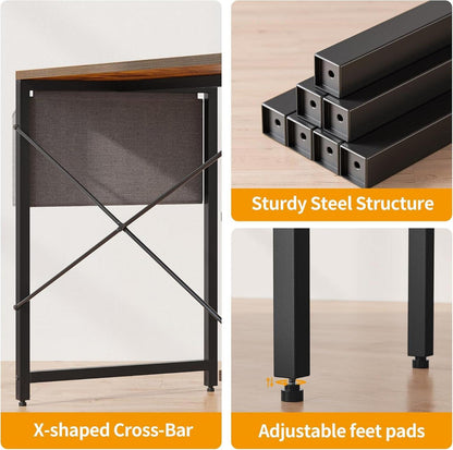 CubiCubi Eckschreibtisch mit Regal Ablagefächern 100cm Braun