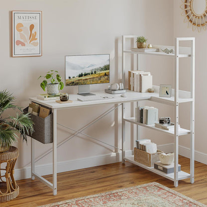 L-förmiger Schreibtisch mit Regal und Ablagefächern 140cm