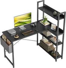 Eckschreibtisch mit Regal und Ablagefächern Schwarz 120cm