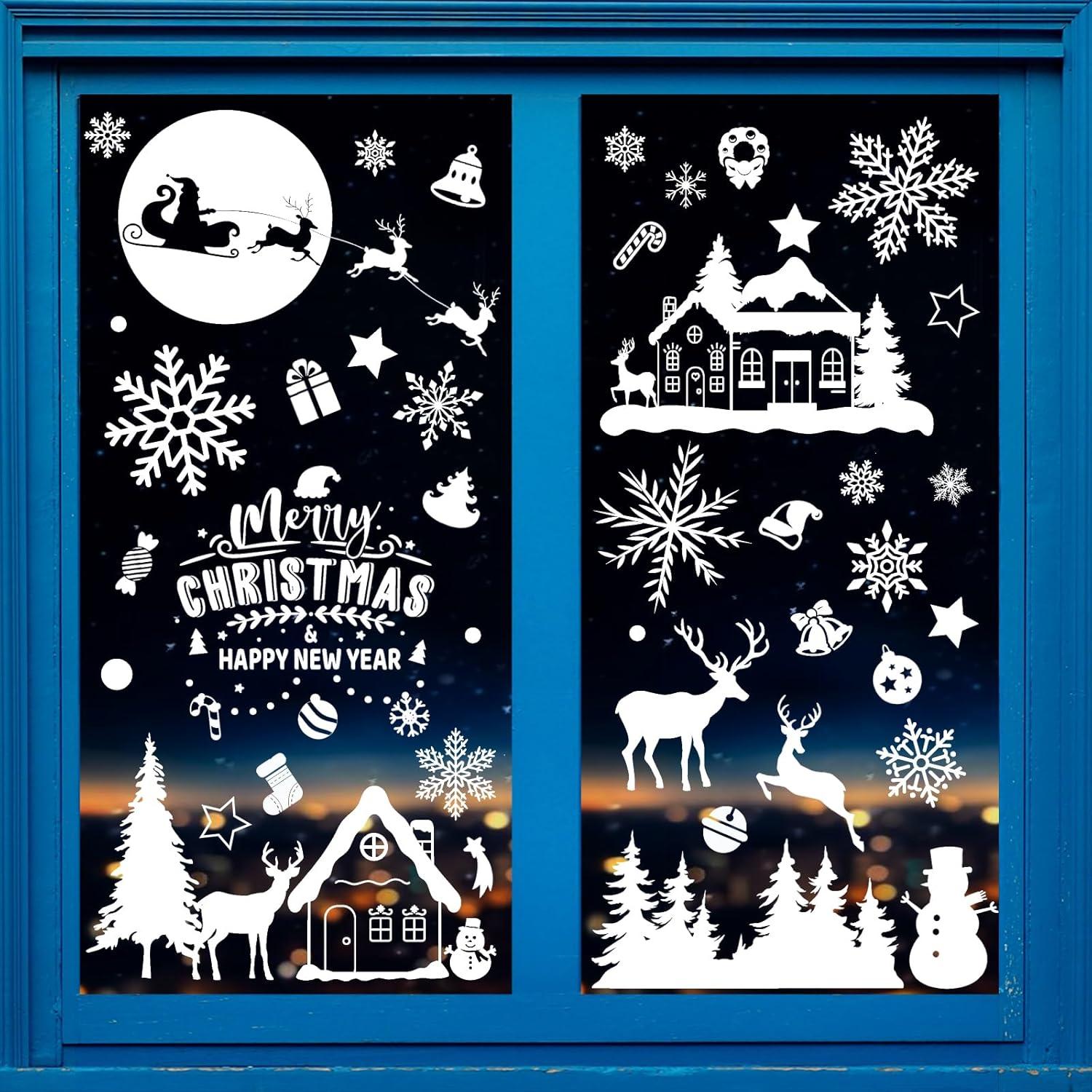 Weihnachtsfensterbilder Selbstklebend Groß Weiß Statisch Set 9 Bögen