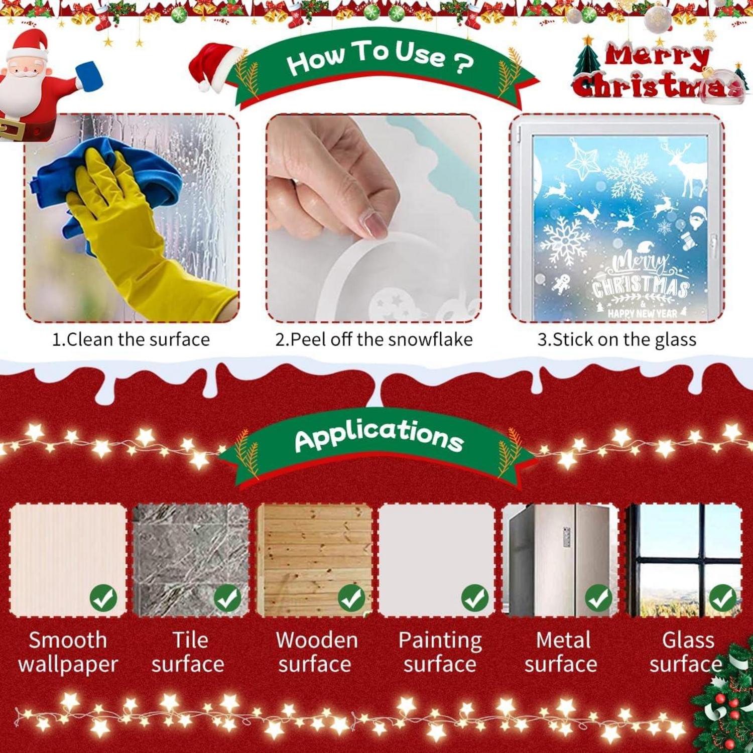 Fensterbilder Weihnachten Selbstklebend Groß Weiß Statisch XXL