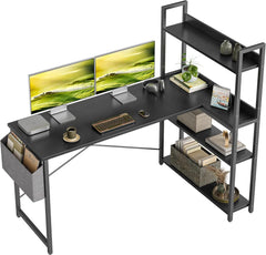 Schreibtisch mit Regal und Ablagefächern 140cm Schwarz