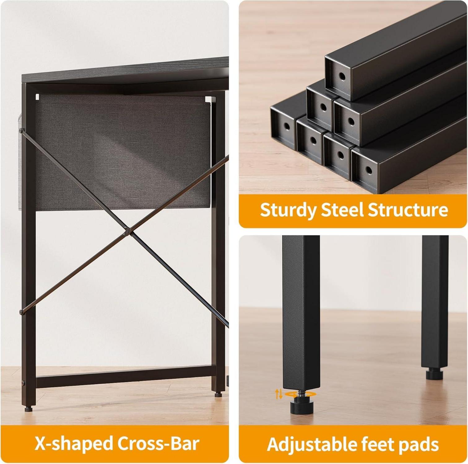 Schreibtisch Eckschreibtisch Regal Aufbewahrung 140cm Schwarz