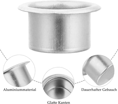 Kerzenhalter Set für Stabkerzen Silber Metall 40 Stück