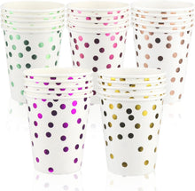 Bunte Pappbecher Trinkbecher Gold Dot Partybecher 250ml 50er Pack