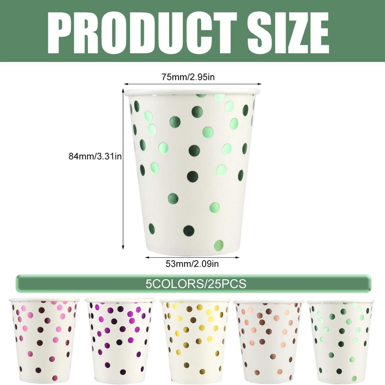 Bunte Pappbecher Trinkbecher Gold Dot Partybecher 250ml 50er Pack