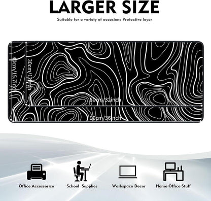 Giecy Gaming Mauspad XXL 800x300mm Schwarz Weiß Rutschfeste Gummibasis