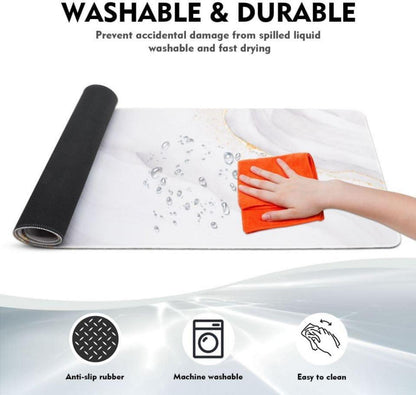 Gaming Mauspad XXL 800x300mm Rutschfeste Gummibasis Weißer Marmor
