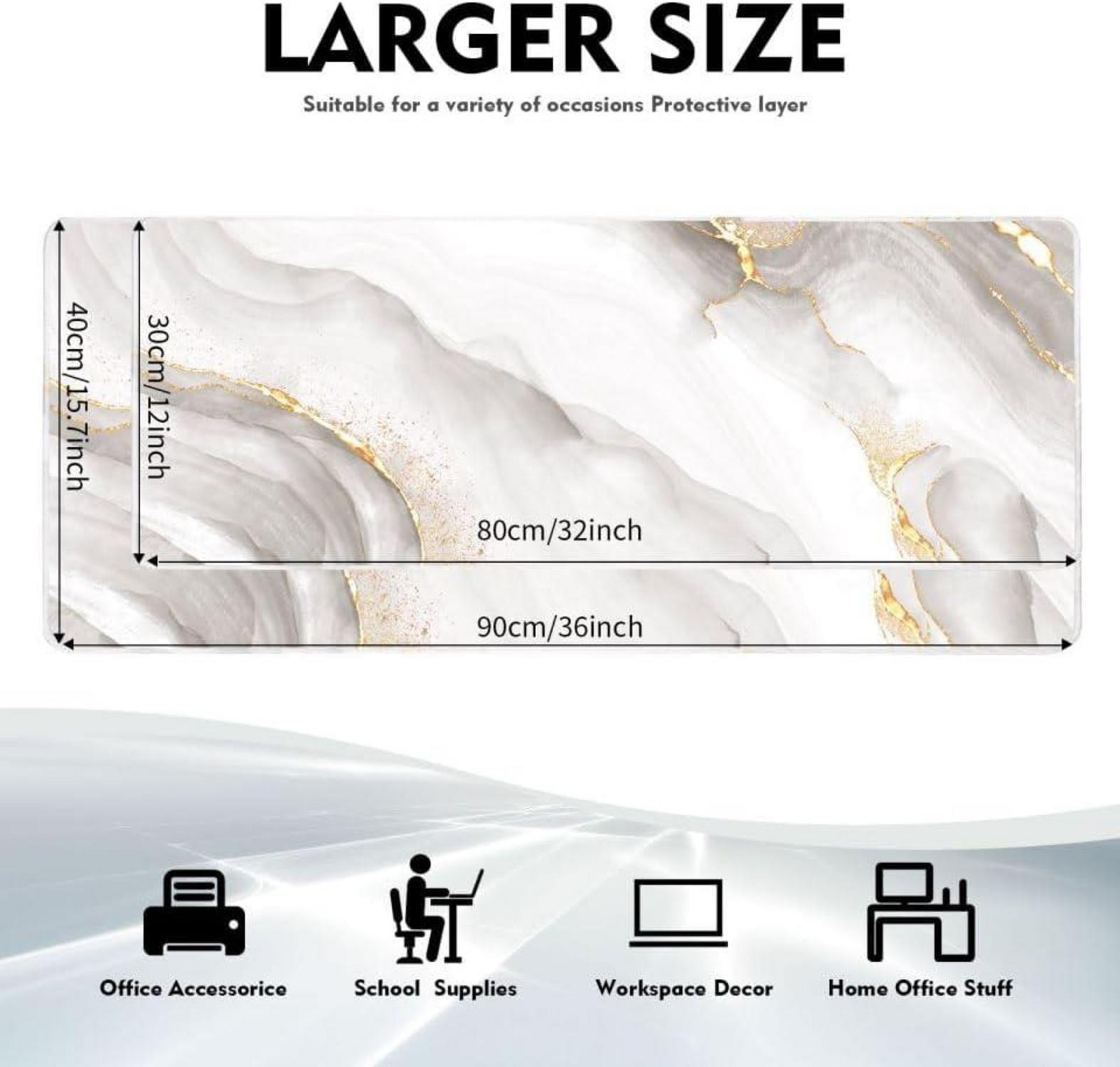 Gaming Mauspad XXL 800x300mm Weißer Marmor Rutschfeste Desk Mat