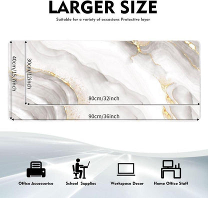 Gaming Mauspad XXL 800x300mm Weißer Marmor Rutschfeste Desk Mat