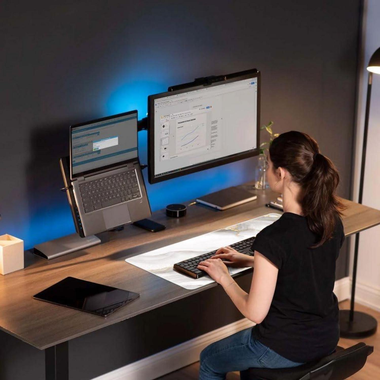 Extra großes Gaming Mauspad 800x300mm Rutschfeste Gummibasis - Weißer Marmor
